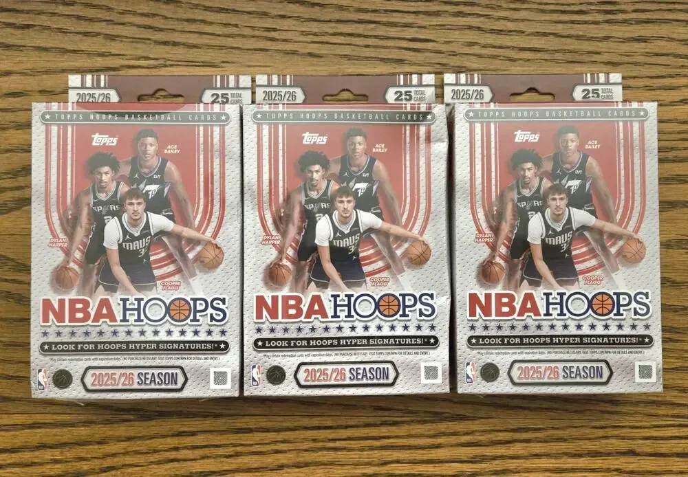 3x 2025-26 TOPPS NBA HOOPS HANGER PACK/BOX (25 Cards) Basketball Brand New